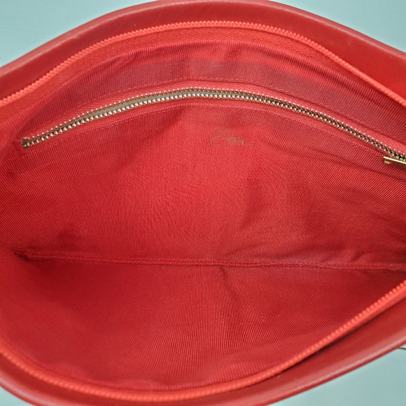 Vtg Etra Vintage 70s 80s Red Genuine Leather Medium Clutch Bag Purse - Picture 15 of 15
